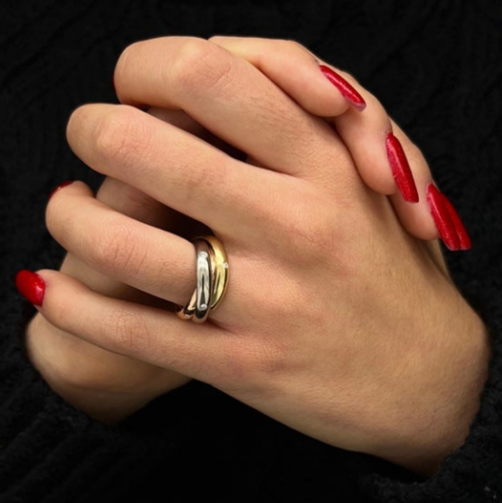 SOLD IN OUR STORE 18K CARTIER Tri Color Diamond Trinity Ring - Picture 1 of 7